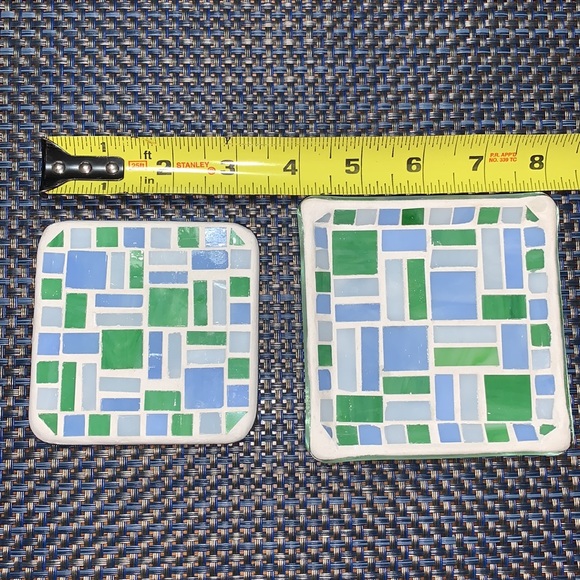 PartyLite Azure Mosaic Decorative Topper& Tray P8277 - Picture 3 of 4